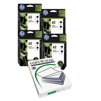 BUNDLE: Cartucce HP 62 + Risma di carta (omaggio)