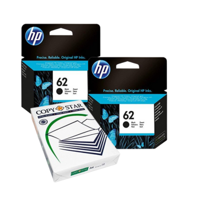 BUNDLE: Cartucce HP 62 + Risma di carta (omaggio)