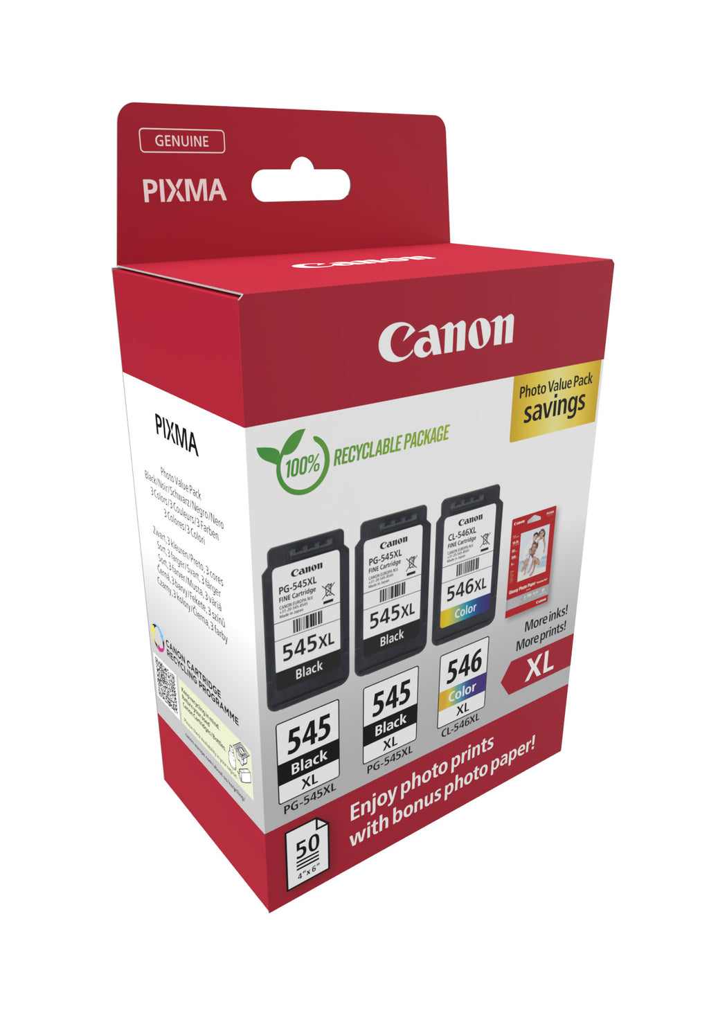 Canon 8286B015 cartuccia d'inchiostro 3 pz Originale Resa elevata (XL) Nero, Ciano, Magenta, Giallo