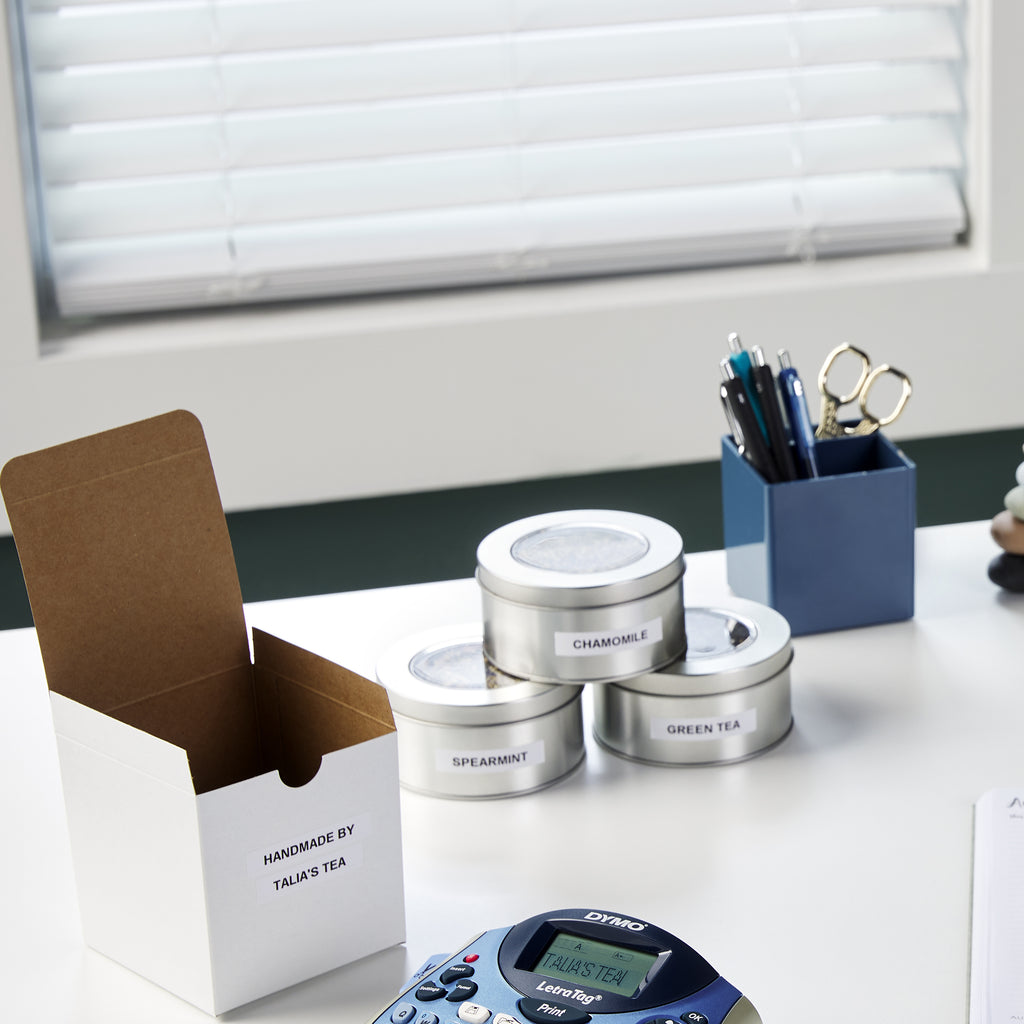 DYMO LetraTag etichette originali in plastica | rotolo da 12 mm x 4 m | stampa nera su bianco | LT etichette autoadesive per etichettatrice LetraTag | 1 pezzo