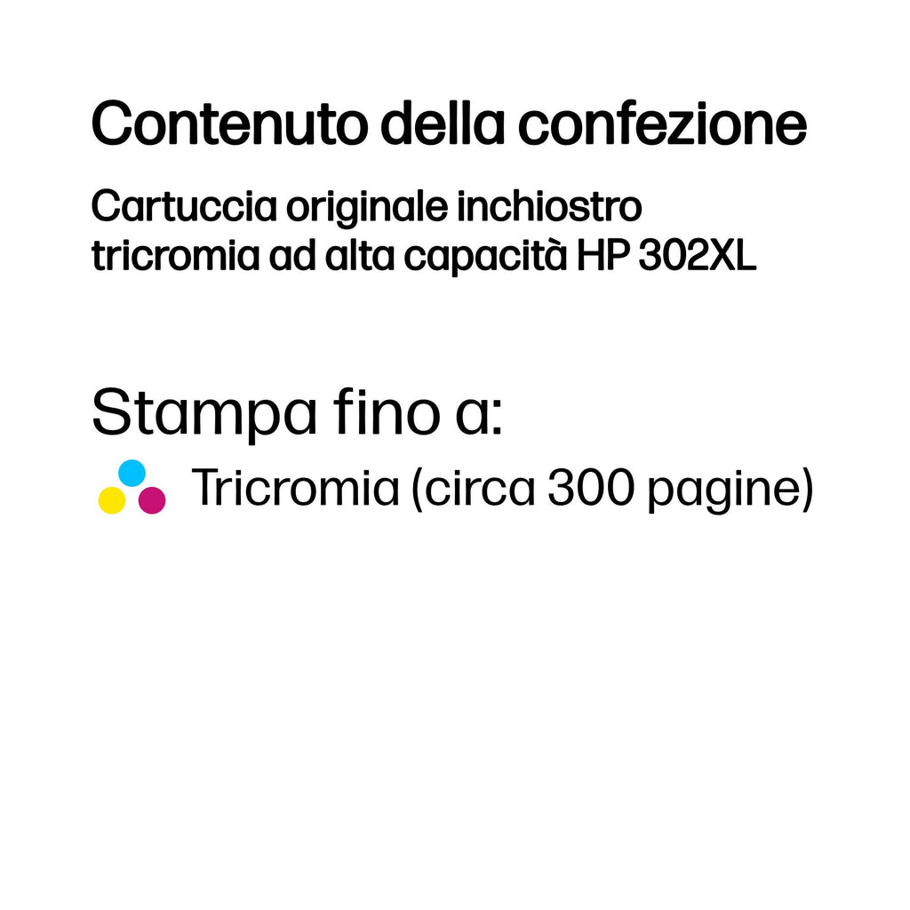 HP Cartuccia originale inchiostro tricromia ad alta capacità 302XL