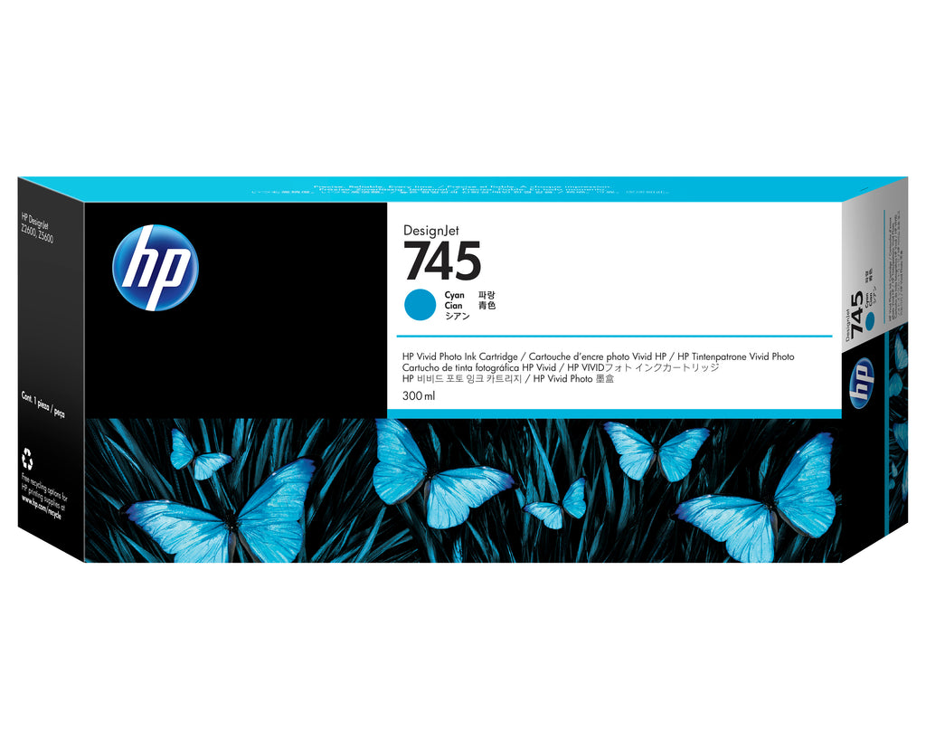 HP Cartuccia Inchiostro Ciano DesignJet 745, 300 ml