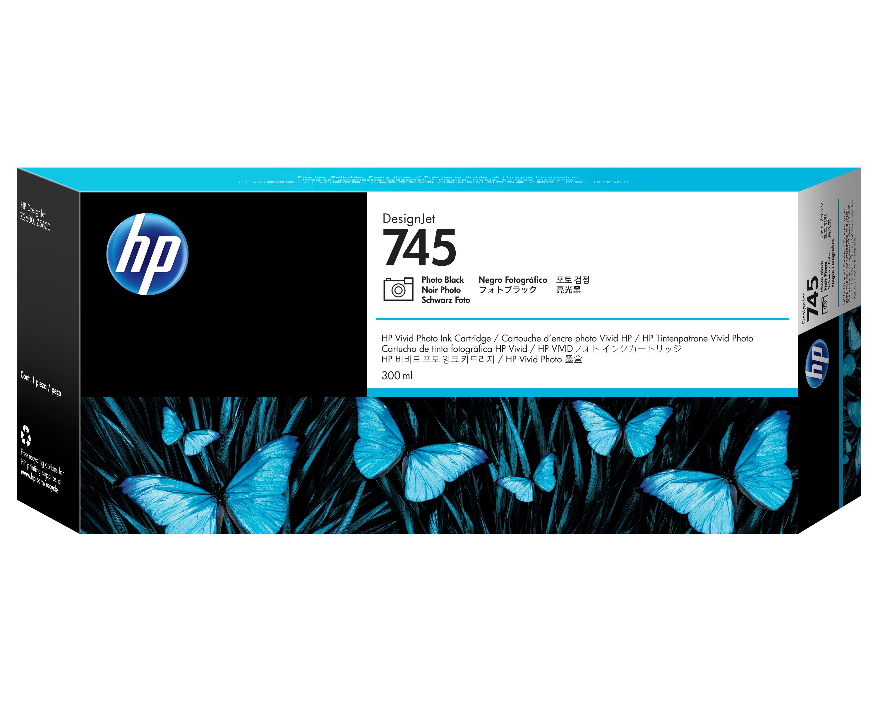 HP Cartuccia Inchiostro Nero Fotografico DesignJet 745, 300 ml