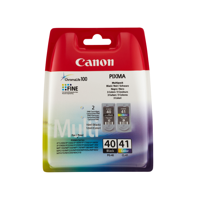 ORIGINAL Canon Multipack nero / differenti colori PG-40+CL-41 MCVP 0615B043 ~728 Seiten Cartuccia d'inchiostro Multipack PG-40/CL-41 C/M/Y