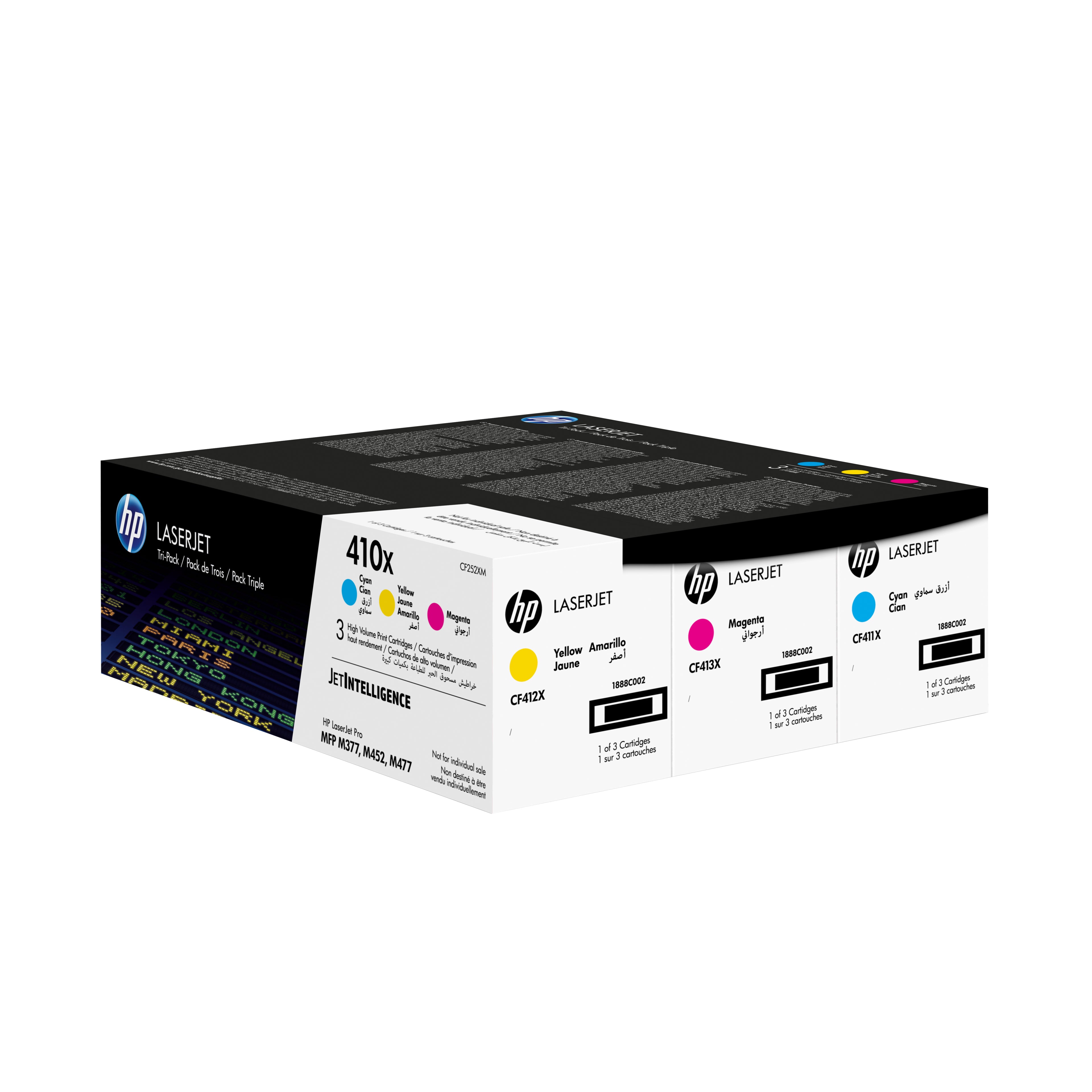 HP Confezione da 3 cartucce toner ciano/magenta/giallo originale ad alta capacità LaserJet 410X