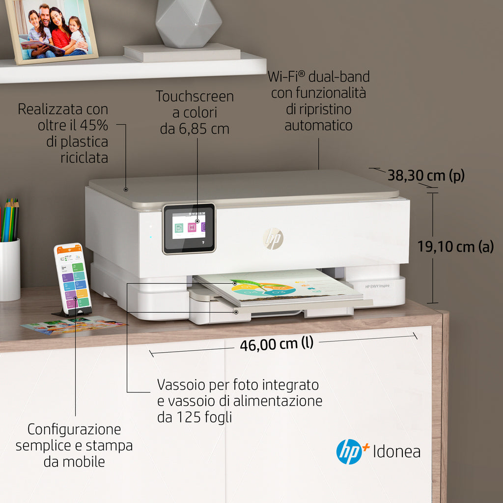 HP ENVY Inspire 7224e Wireless All-in-One Colore Stampante, Instant Ink; Fotocopiatrice, scanner