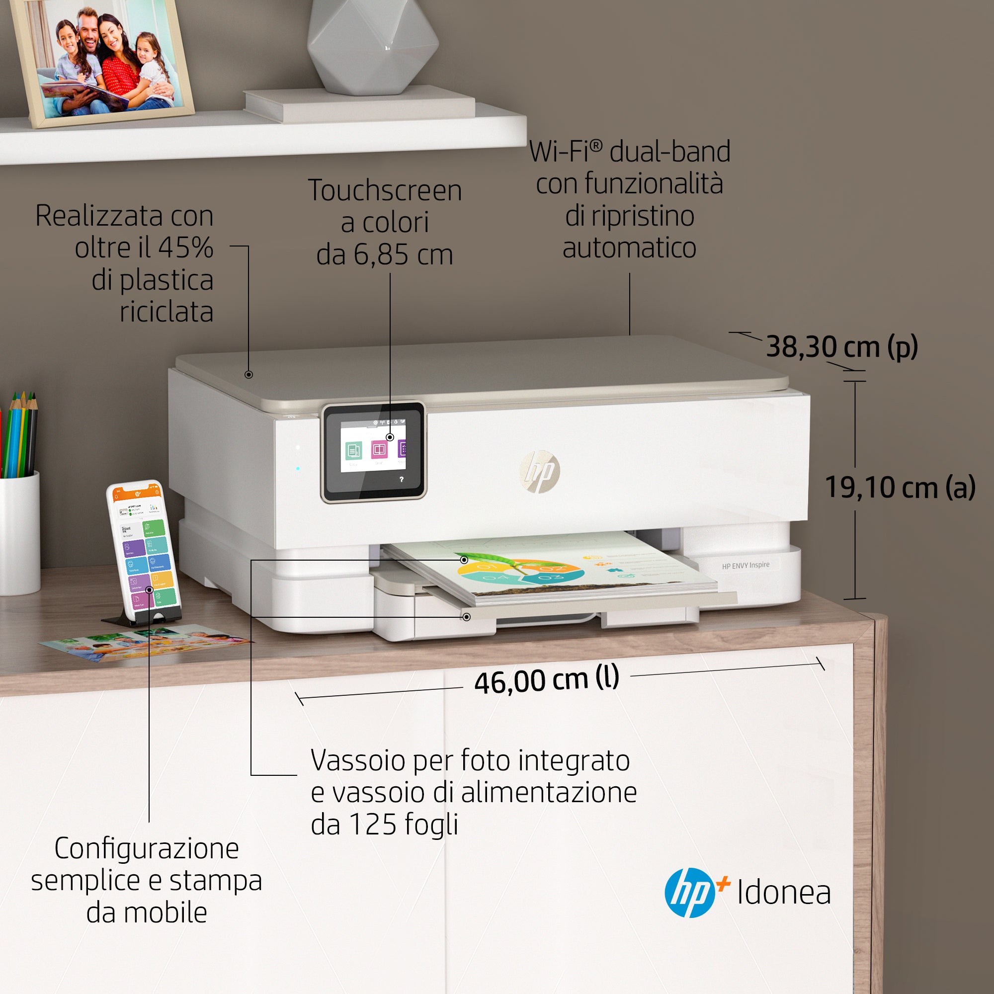 HP ENVY Inspire 7224e Wireless All-in-One Colore Stampante, Instant Ink; Fotocopiatrice, scanner