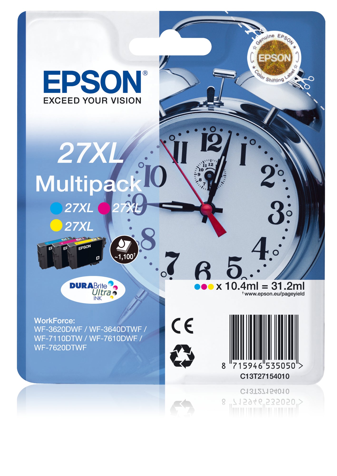 Epson Alarm clock Multipack 3-colour 27XL DURABrite Ultra Ink