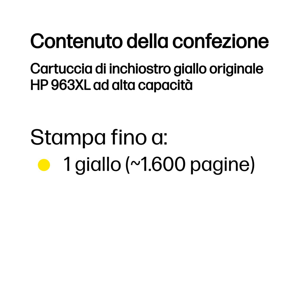 HP Cartuccia di inchiostro giallo originale 963XL ad alta capacità