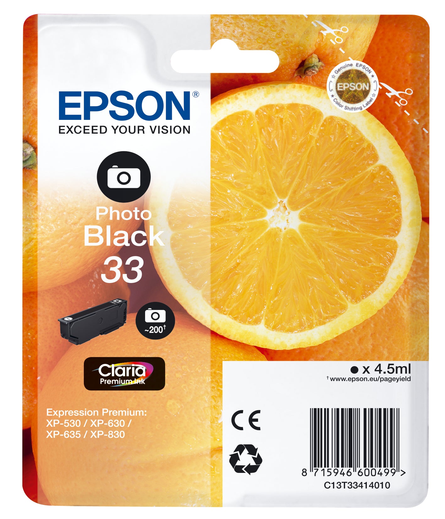 Epson Oranges Cartuccia Nero foto T33 Claria Premium
