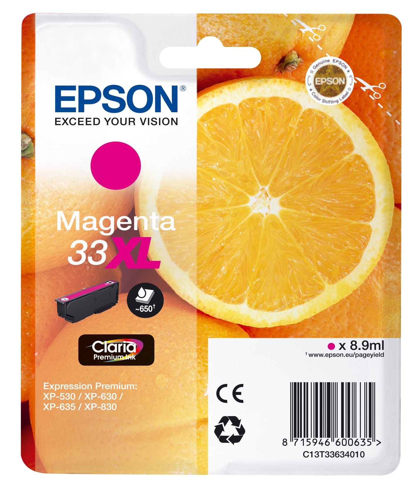 Epson Oranges Cartuccia Magenta T33XL Claria Premium