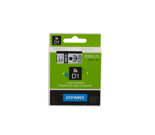 ORIGINAL DYMO Nastro Nero su trasparente S0720670 40910 9mm x 7m, nastro standard D1