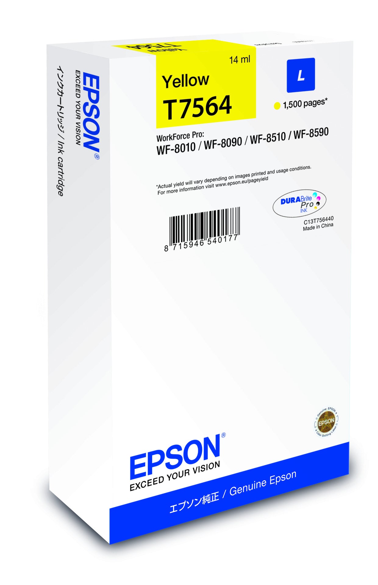 Epson C13T75644N cartuccia d'inchiostro 1 pz Originale High (L) Yield Giallo