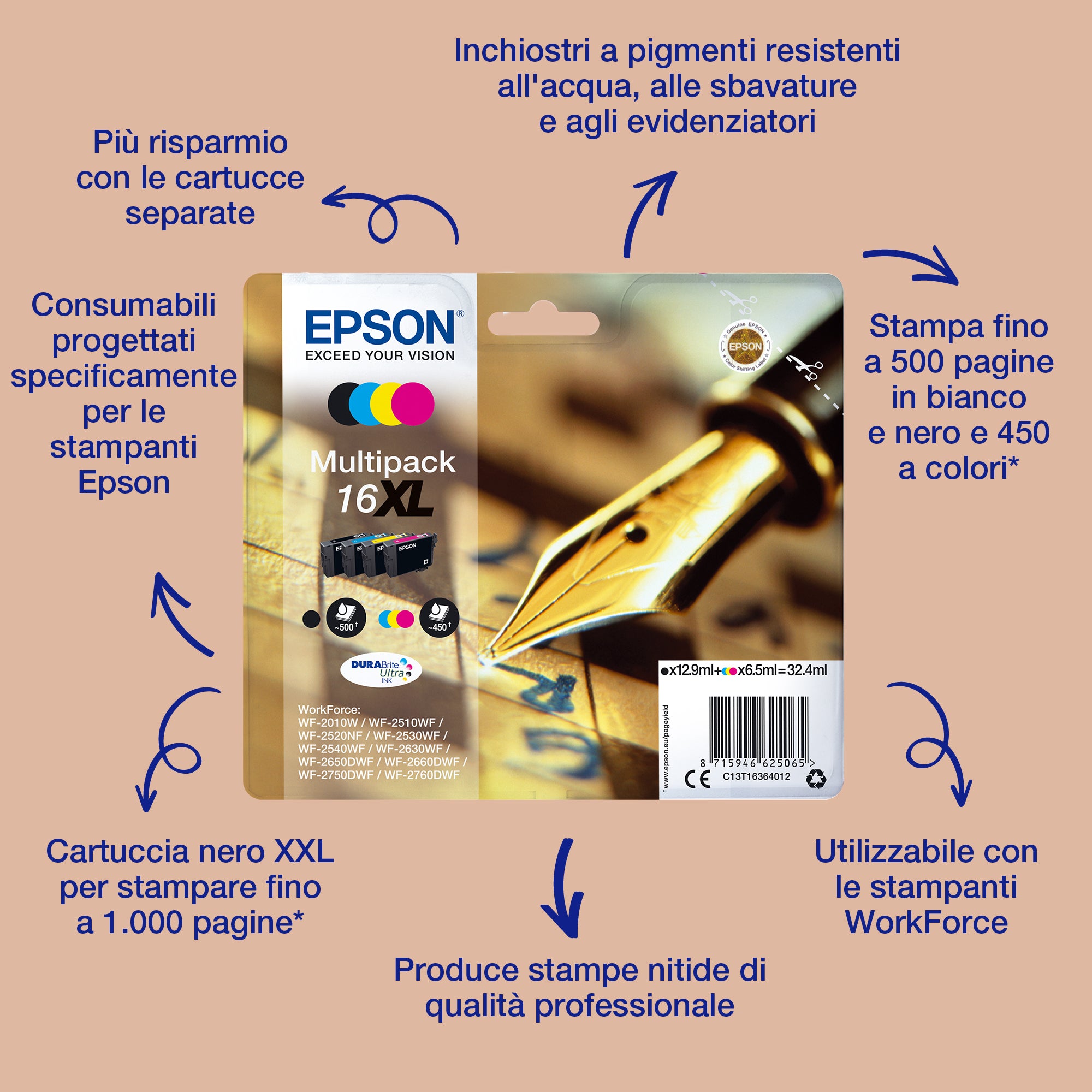 Epson Pen and crossword Singlepack Cyan 16XL DURABrite Ultra