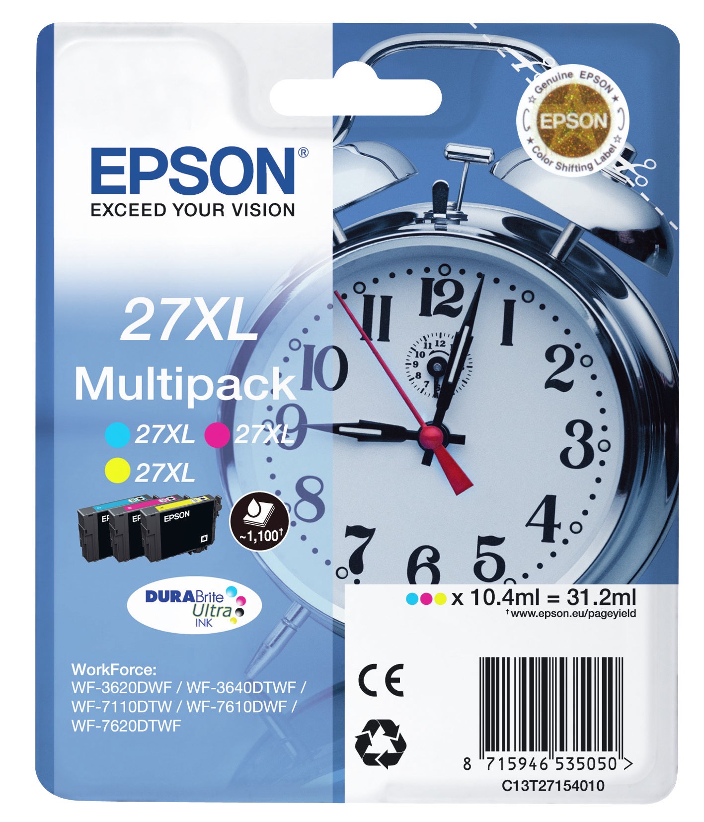 Epson Alarm clock Multipack 3-colour 27XL DURABrite Ultra Ink