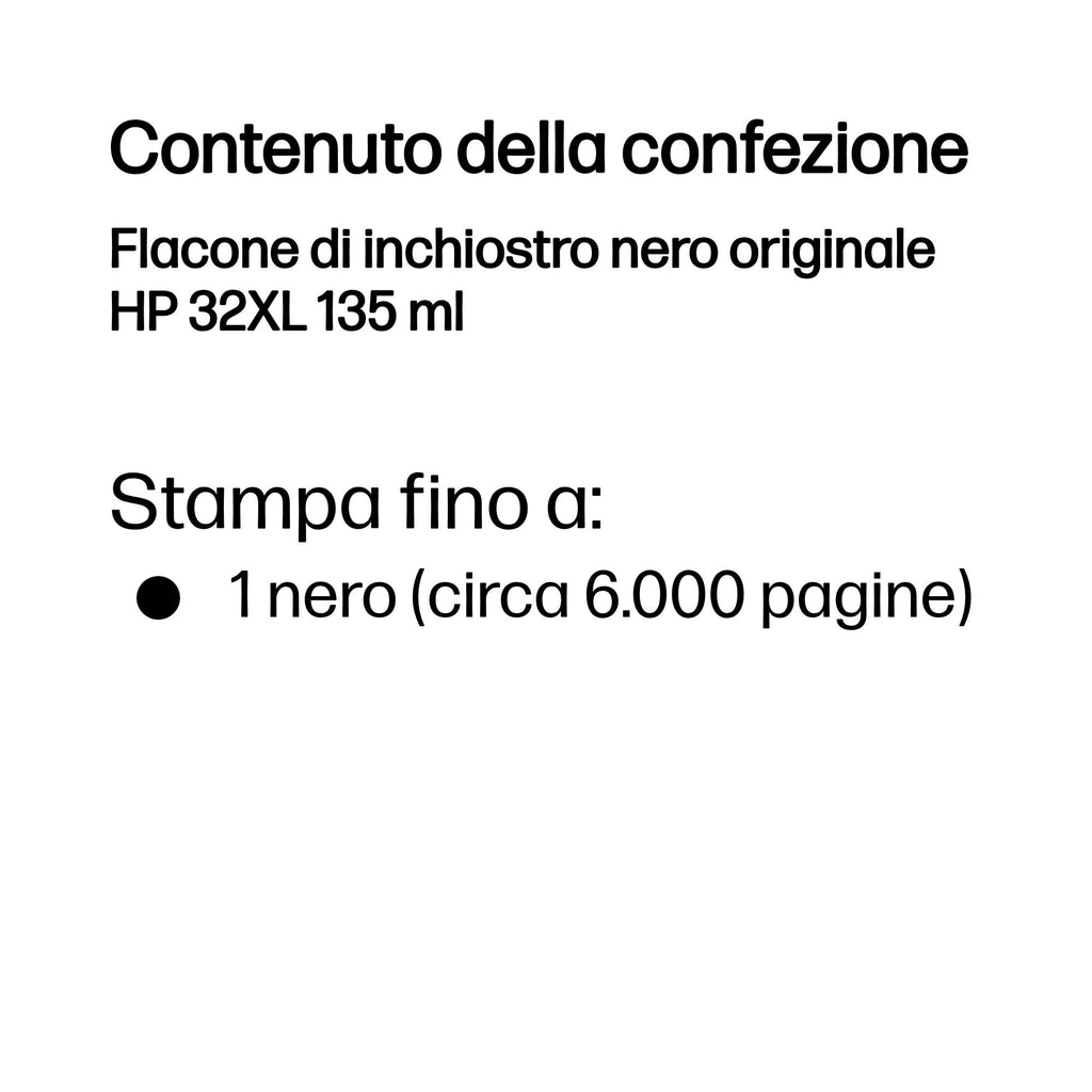 HP Flacone di inchiostro nero originale 32XL 135 ml