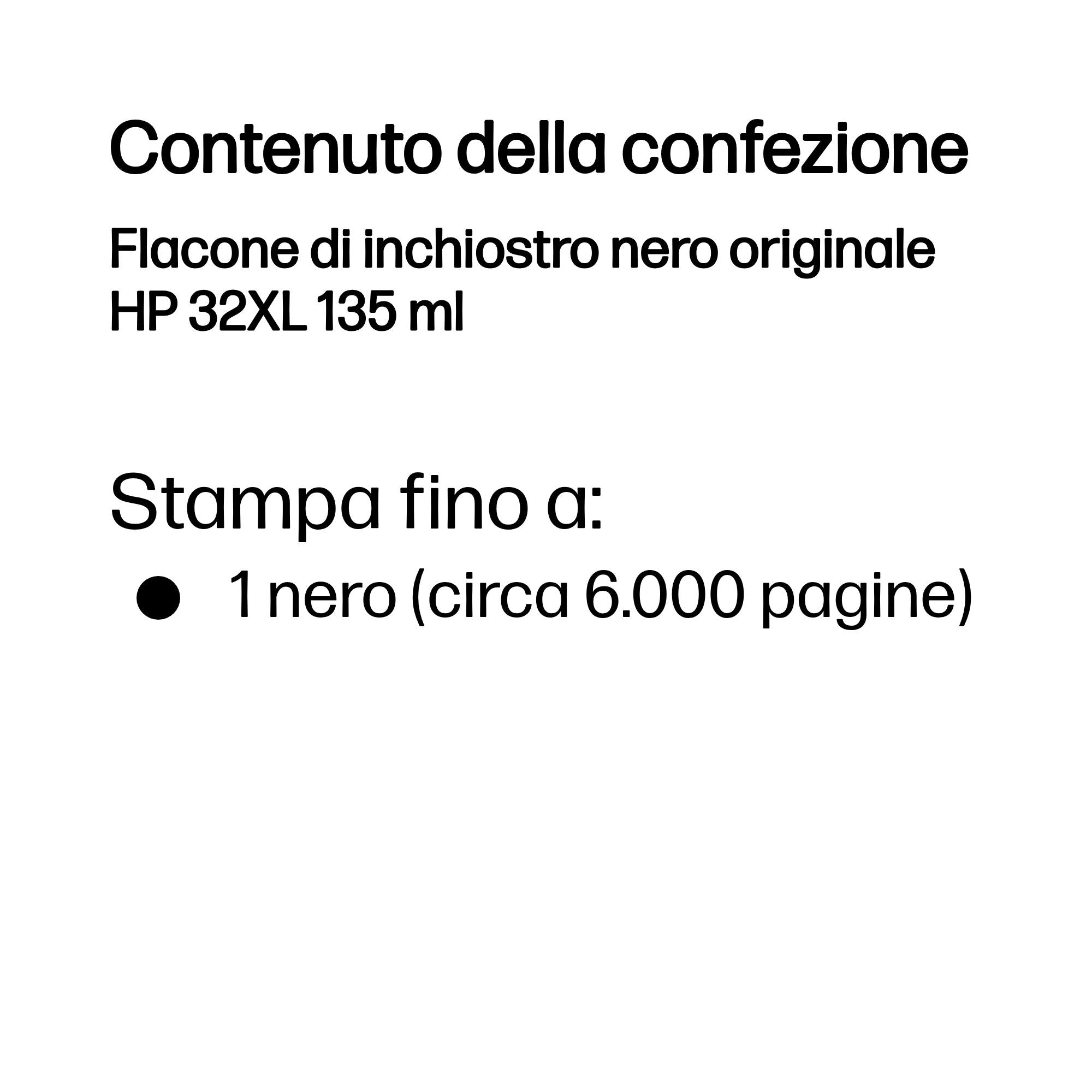 HP Flacone di inchiostro nero originale 32XL 135 ml