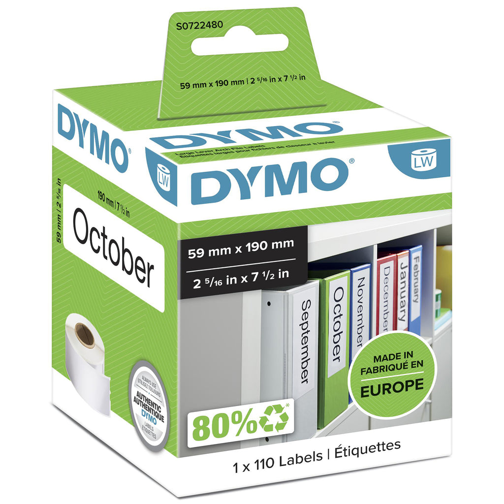 DYMO LW etichette multiuso/LAF originali | 59 mm x 190 mm | rotolo da 110 etichette facilmente staccabili | autoadesive | per etichettatrici LabelWriter