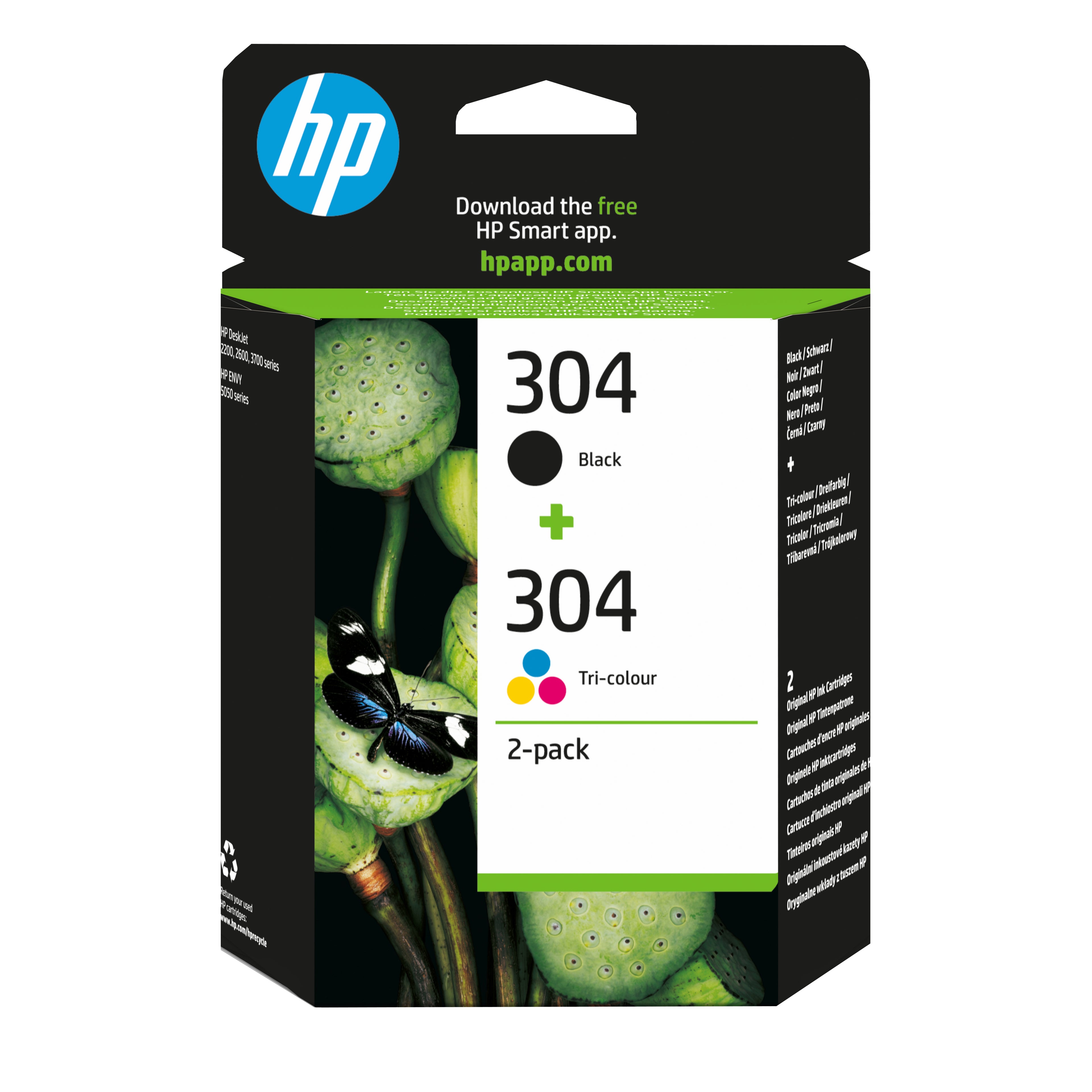 HP Confezione da 2 cartucce di inchiostro nero/in tricromia originali 304