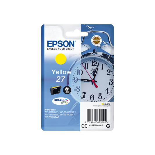 ORIGINAL Epson Cartuccia d'inchiostro giallo C13T27044012 27 ~300 Seiten 3,6ml