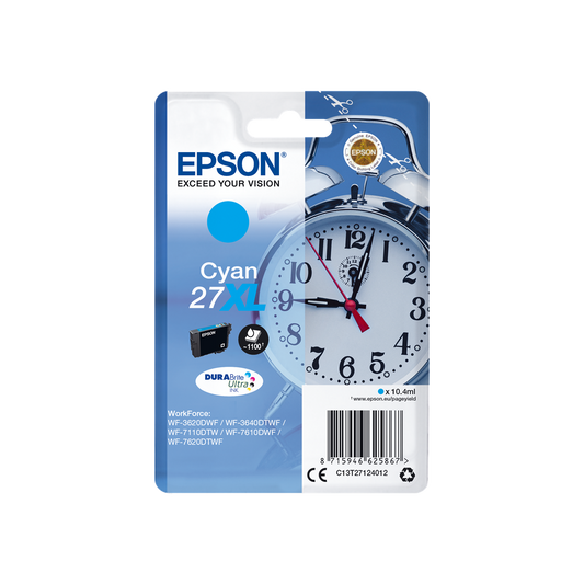 ORIGINAL Epson Cartuccia d'inchiostro ciano C13T27124012 27 XL ~1100 Seiten 10,4ml XL