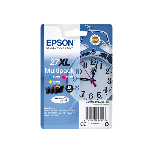 ORIGINAL Epson Multipack ciano / magenta / giallo C13T27154012 27 XL ~3300 Seiten 3 Cartucce colore: T2712 + T2713 + T2714