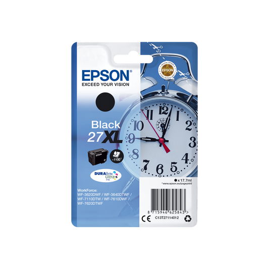 ORIGINAL Epson Cartuccia d'inchiostro nero C13T27114012 27 XL ~1100 Seiten 17,7ml XL