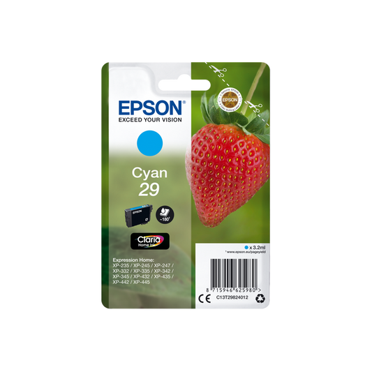 ORIGINAL Epson Cartuccia d'inchiostro ciano C13T29824012 29 ~180 Seiten 3,2ml C13T29824010