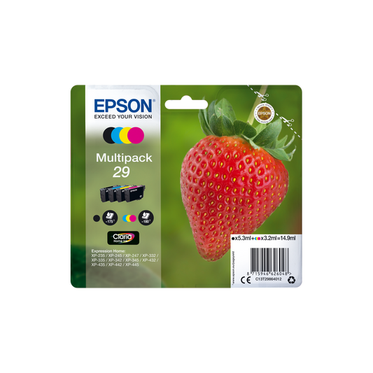 ORIGINAL Epson Multipack nero / ciano / magenta / giallo C13T29864012 29 ~715 Seiten 4 cartucce: T2981 + T2982 + T2983 + T2984