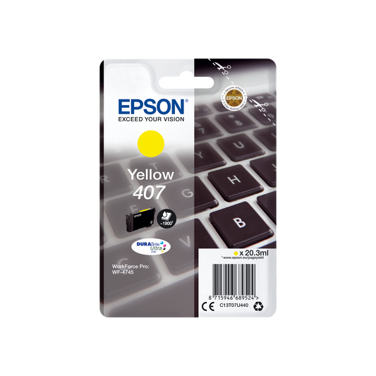 ORIGINAL Epson Cartuccia d'inchiostro giallo C13T07U440 407 ~1900 Seiten 20,3ml