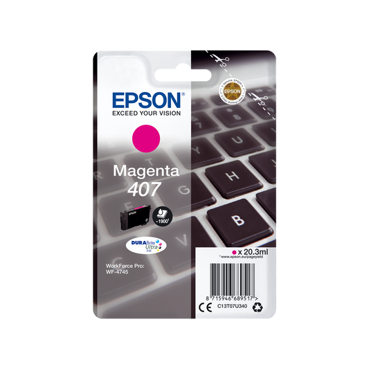 ORIGINAL Epson Cartuccia d'inchiostro magenta C13T07U340 407 ~1900 Seiten 20,3ml