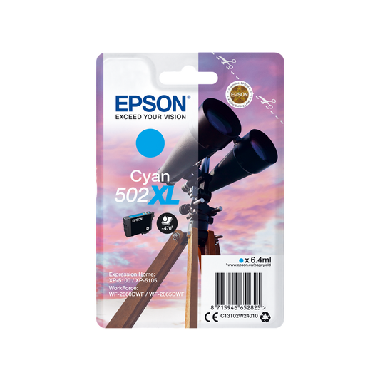 ORIGINAL Epson Cartuccia d'inchiostro ciano C13T02W24010 502XL ~470 Seiten 6,4ml