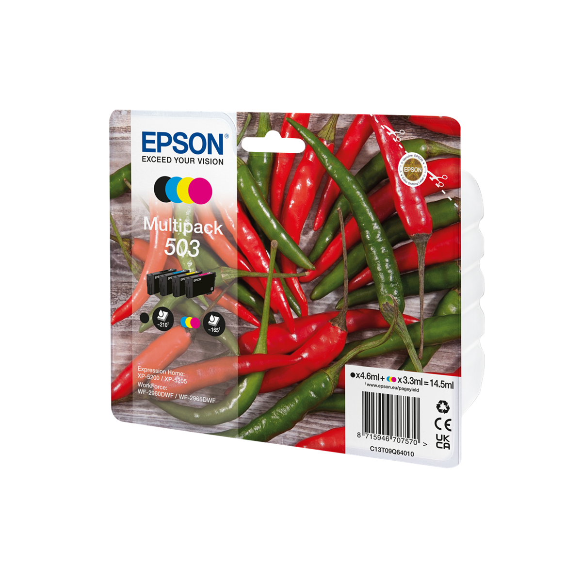 ORIGINAL Epson Multipack nero / ciano / magenta / giallo C13T09Q64010 503 ~705 Seiten 3,3ml