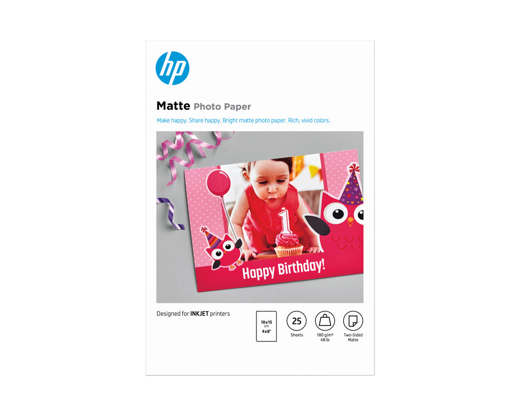 HP Carta fotografica opaca, 180 g/m2, 10 x 15 cm (101 x 152 mm), 25 fogli