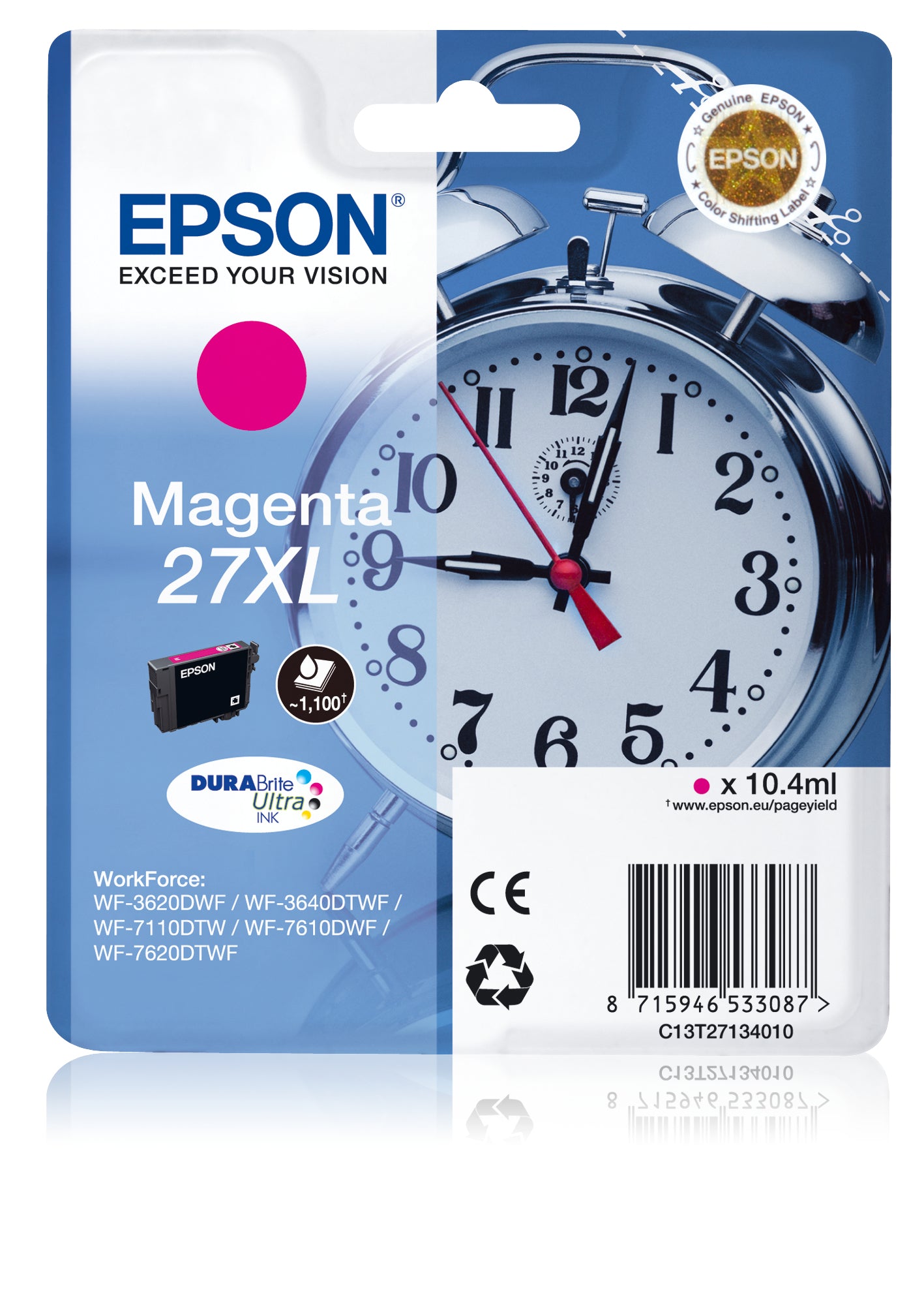 Epson Alarm clock Singlepack Magenta 27XL DURABrite Ultra Ink