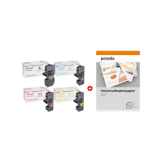 ORIGINAL Kyocera Value Pack nero / ciano / magenta / giallo TK-5240 MCVP 02 + Prindo Universal Papier 500 Blatt ~13000 Seiten